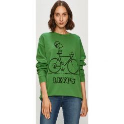 Levi's - Bluza x Peanuts. Zielone bluzy damskie Levi's®, s, z nadrukiem, z bawełny, z długim rękawem, długie, bez kaptura. Za 319,90 zł.