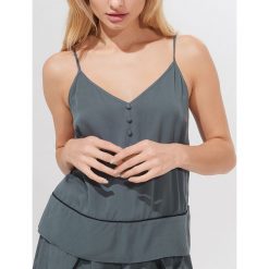 Piżamowy top z wiskozy - Khaki. Brązowe piżamy damskie Mohito, s, bez wzorów, z wiskozy, bez kołnierzyka. Za 49,99 zł.