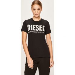 Diesel - T-shirt. Białe bluzki damskie Diesel, s, z nadrukiem, z bawełny, z okrągłym kołnierzem. Za 229,90 zł.