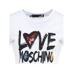 Odzież damska: Love Moschino Tshirt z nadrukiem white