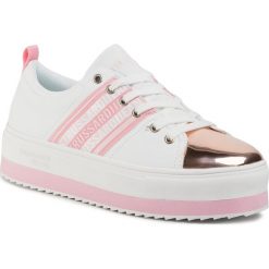 Sneakersy TRUSSARDI JEANS - 79A00499 W730. Białe półbuty damskie Trussardi Jeans, z jeansu. W wyprzedaży za 549,00 zł.
