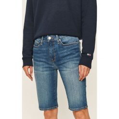 Tommy Hilfiger - Szorty jeansowe. Niebieskie szorty damskie TOMMY HILFIGER, bez wzorów, z elastanu, casualowe. W wyprzedaży za 279,90 zł.
