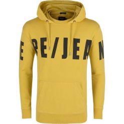 Bluza Pepe Jeans. Żółte bluzy męskie Pepe Jeans, m, bez wzorów, z jeansu, z kapturem, bez rękawów, z kapturem. Za 149,00 zł.