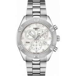 PROMOCJA ZEGAREK TISSOT SPORT CHIC LADY CHRONO T101.917.11.116.00. Białe zegarki damskie TISSOT, ze stali. W wyprzedaży za 2068,00 zł.