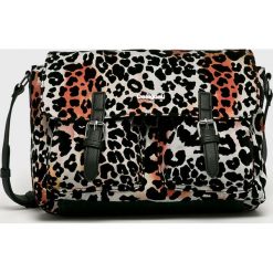 Desigual - Torebka. Czarne torebki klasyczne damskie marki Desigual, w paski, z bawełny, na ramię, średnie. W wyprzedaży za 179,90 zł.