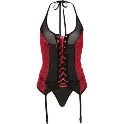 Koszulka nocna z paskami do pończoch + stringi (2 części) bonprix czarno-czerwony. Czarne koszule nocne damskie marki bonprix. Za 74,99 zł.