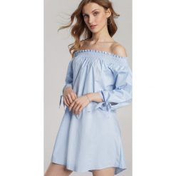 Jasnoniebieska Sukienka Echoreino. Niebieskie sukienki damskie Renee, s, bez wzorów, bez kołnierzyka, bez rękawów, mini, oversize. Za 89,99 zł.