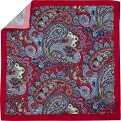 Czerwona poszetka w paisley E221. Czerwone poszetki męskie Adam Collection - Krawaty i dodatki, bez wzorów, casualowe. Za 29,70 zł.
