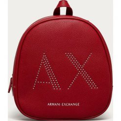 Armani Exchange - Plecak. Czerwone plecaki damskie Armani Exchange, z aplikacjami, z poliesteru. Za 649,90 zł.