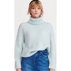 Miękki sweter z golfem - Niebieski. Niebieskie swetry damskie Reserved, s, bez wzorów, bez rękawów. Za 139,99 zł.