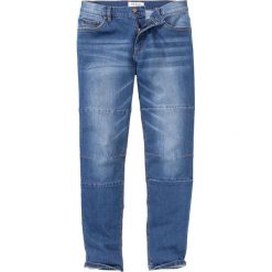 Dżinsy ze stretchem Regular Fit Tapered bonprix niebieski "used". Niebieskie jeansy męskie marki bonprix. Za 79,99 zł.
