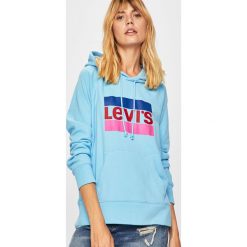 Levi's - Bluza. Niebieskie bluzy damskie Levi's®, s, z nadrukiem, z bawełny, bez rękawów, z kapturem. Za 279,90 zł.