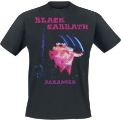 Black Sabbath Paranoid Tracklist T-Shirt czarny. Czarne koszulki męskie Black Sabbath, l, z nadrukiem, klasyczne, z okrągłym kołnierzem, krótkie. Za 74,90 zł.