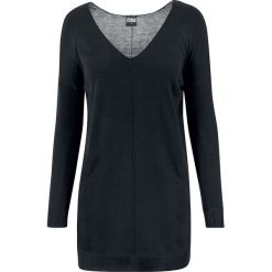 Bluzy rozpinane damskie: Urban Classics Ladies Fine Knit Oversize V-Neck Sweater Bluza damska czarny