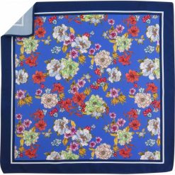 Granatowa/niebieska poszetka w kwiaty E267. Niebieskie poszetki męskie Adam Collection - Krawaty i dodatki, w kwiaty, casualowe. W wyprzedaży za 29,70 zł.