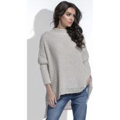 Swetry damskie: Beżowy Sweter Oversize z Golfem