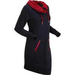Długa bluza dresowa, długi rękaw bonprix czarny. Czarne bluzy damskie bonprix, z dresówki, bez kaptura. Za 134,99 zł.