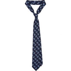 Krawat Granatowy w Kwiatki. Niebieskie krawaty męskie LANCERTO, w kwiaty, z tkaniny, eleganckie. W wyprzedaży za 69,90 zł.