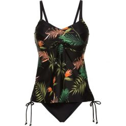 Stroje kąpielowe damskie: Tankini minimizer na fiszbinach (2 części) bonprix czarno-zielony