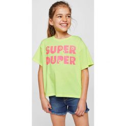 Mango Kids - Top dziecięcy Fluor 104-164 cm. Szare topy damskie marki Mango Kids, z nadrukiem, z bawełny, z okrągłym kołnierzem. Za 19,90 zł.