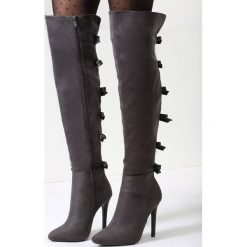 Ciemnoszare Kozaki Fashionable Sue. Szare kozaki damskie vices, za kolano, bez obcasa, na obcasie, na zamek. Za 119,99 zł.