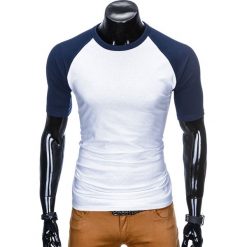T-SHIRT MĘSKI BEZ NADRUKU S877 - BIAŁY/GRANATOWY. Białe t-shirty męskie z nadrukiem marki Inny, m. Za 29,00 zł.