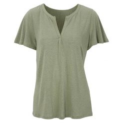 Cellbes Dżersejowa bluzka z mieszanki lnu jasne khaki female zielony 58/60. Zielone bluzki damskie Cellbes, bez wzorów, z wiskozy, bez kołnierzyka. W wyprzedaży za 105,00 zł.