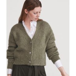 Sweter z domieszką wełny - Zielony. Zielone swetry damskie Reserved, s, bez wzorów, z wełny, bez rękawów, bez kaptura. W wyprzedaży za 99,99 zł.