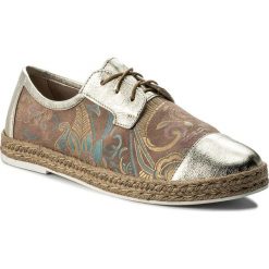 Espadryle ROBERTO - 603 Róż Orient/Złoto. Pomarańczowe espadryle damskie Roberto, bez wzorów, ze skóry, bez obcasa, na płaskiej podeszwie. W wyprzedaży za 159,00 zł.