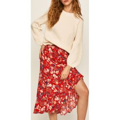 Answear - Spódnica Answear Lab. Czerwone spódniczki damskie ANSWEAR, na co dzień, s, w kwiaty, z wiskozy, casualowe, z podwyższonym stanem, midi, proste. Za 89,90 zł.
