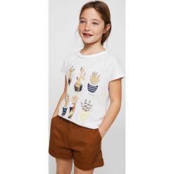 Mango Kids - Top dziecięcy Cactis 110-164 cm. Szare topy damskie marki Mango Kids, z nadrukiem, z bawełny, z okrągłym kołnierzem. W wyprzedaży za 39,90 zł.
