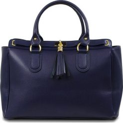 Torebki klasyczne damskie: Skórzana torebka „Georgina” w kolorze granatowym – 36 x 17 x 27 cm