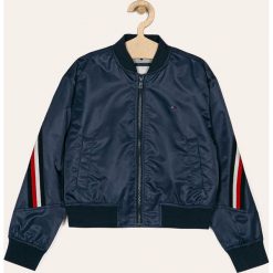 Tommy Hilfiger - Kurtka bomber dziecięca 140-176 cm. Niebieskie kurtki dziewczęce TOMMY HILFIGER, bez wzorów, z elastanu, krótkie, bez kaptura. Za 579,90 zł.