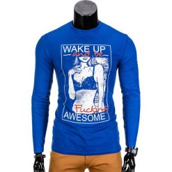 T-shirty męskie: LONGSLEEVE MĘSKI Z NADRUKIEM L98 – NIEBIESKI
