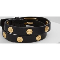Bransoletki damskie: Tory Burch DOUBLE WRAP LOGO STUD BRACELET Bransoletka black goldcoloured