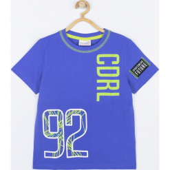 Koszulka. Niebieskie t-shirty chłopięce BIG DREAM, z aplikacjami, z elastanu, z krótkim rękawem. Za 45,90 zł.