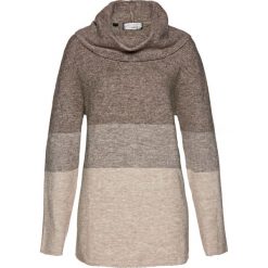 Sweter z golfem bonprix brązowo-kamienisto-naturalny. Szare golfy damskie bonprix. Za 109,99 zł.