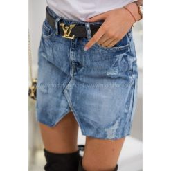 Spódnica jeans. Szare spódniczki damskie Modaforyou, s, bez wzorów, z bawełny, klasyczne. Za 89,00 zł.