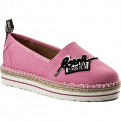Espadryle LOVE MOSCHINO - JA10213G05JE060A Canvas Rosa. Różowe półbuty damskie Love Moschino, bez wzorów, ze skóry ekologicznej, bez obcasa, na koturnie, bez zapięcia. W wyprzedaży za 359,00 zł.
