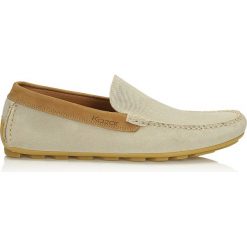 Beżowo brązowe mokasyny męskie. Pomarańczowe mokasyny męskie marki Kazar, na lato, z zamszu, eleganckie. Za 429,00 zł.