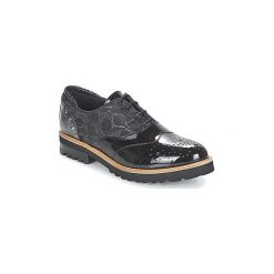 Derby Regard ROQUOL V2 VERNIS NOIR. Czarne półbuty damskie Regard, bez wzorów, bez obcasa, bez zapięcia. Za 304,50 zł.