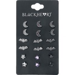 Kolczyki damskie: Blackheart Bat Kolczyki – Earpin czarny/srebrny
