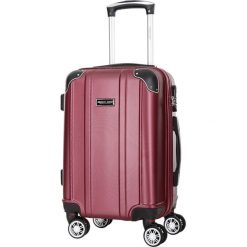 Walizka w kolorze bordowym - 34 l. Czerwone walizki Travel One, z materiału. W wyprzedaży za 179,95 zł.