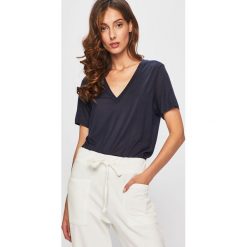 Answear - T-shirt. Niebieskie bluzki damskie ANSWEAR, s, bez wzorów, z wiskozy, bez kołnierzyka. W wyprzedaży za 29,90 zł.