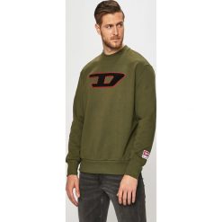 Diesel - Bluza. Zielone bluzy męskie Diesel, s, z nadrukiem, z bawełny, z okrągłym kołnierzem, bez rękawów, bez kaptura. W wyprzedaży za 359,90 zł.
