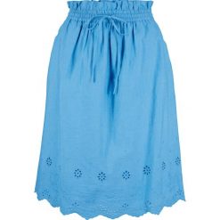 Spódnica bawełniana w ażurowy wzór bonprix średni niebieski. Niebieskie spódniczki damskie bonprix, bez wzorów, z bawełny. Za 42,99 zł.