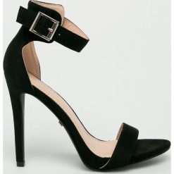Answear - Sandały Ideal shoes. Czarne sandały damskie ANSWEAR, bez wzorów, z materiału, z okrągłym noskiem, bez obcasa, na obcasie, na klamry. W wyprzedaży za 79,90 zł.