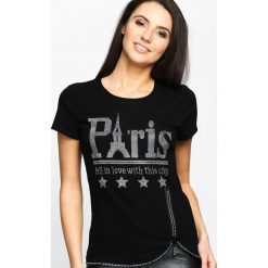 Bluzki damskie: Czarny T-shirt French Zip