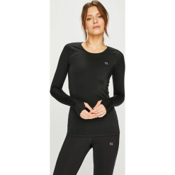 Calvin Klein Performance - Bluzka. Czarne bluzki asymetryczne Calvin Klein Performance, l, z elastanu, z okrągłym kołnierzem. Za 299,90 zł.