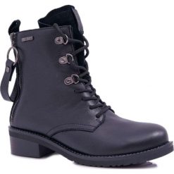 Damskie Botki Workery Big Star Skórzane Czarne EE274506. Czarne botki damskie Tagless, na imprezę, ze skóry, klasyczne, bez obcasa, bez zapięcia. Za 379,00 zł.